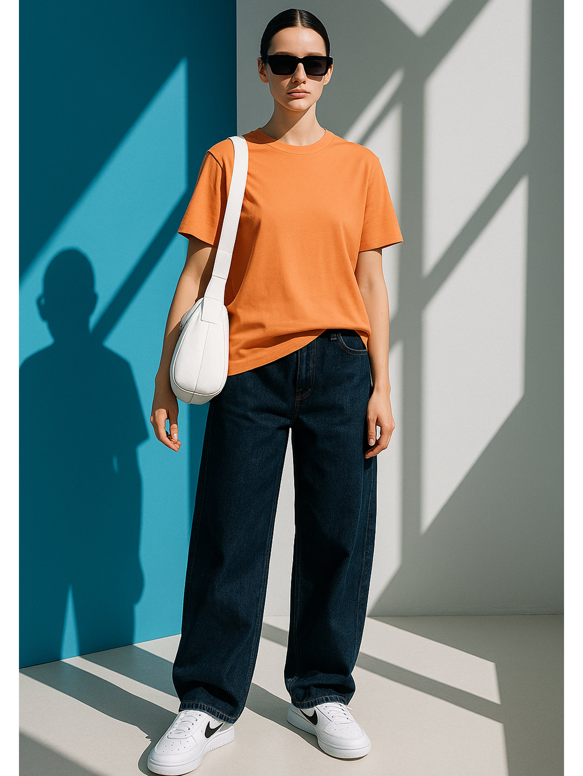 Plain Peach Orange Pure Cotton T-Shirt For Women | Half Sleeves | Round Neck