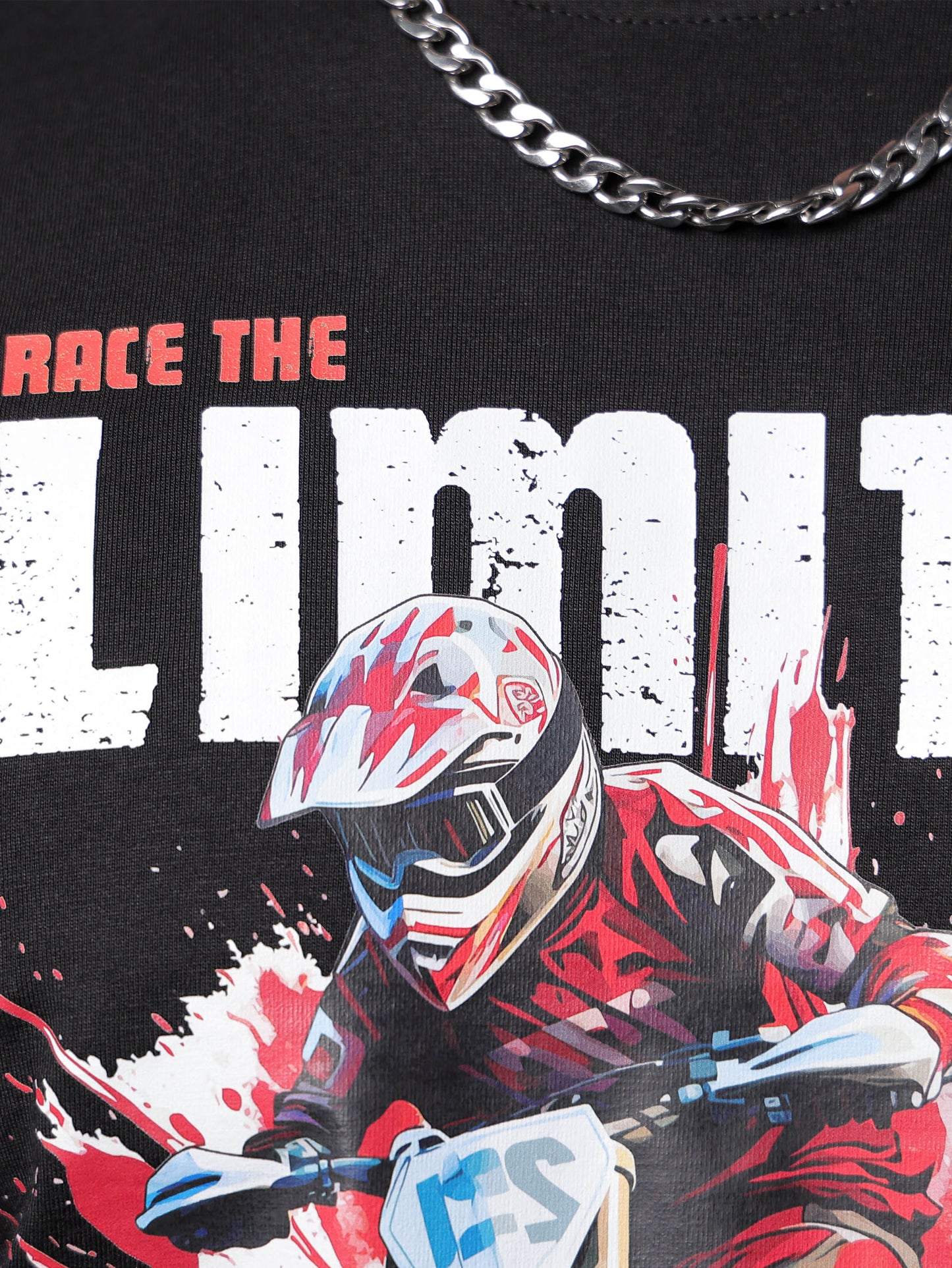 Printed "race the limit" biker t shirt