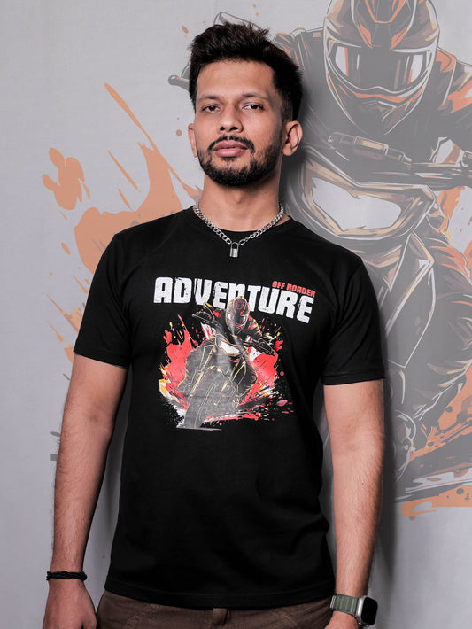 Adventure Biker Printed Pure Cotton T-Shirt | Half Sleeves | Round Neck