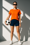 Plain Orange Pure Cotton T-Shirt For Women | Half Sleeves | Round Neck