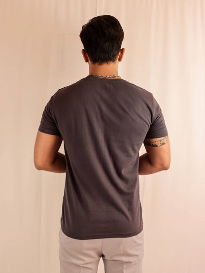 asphalt grey solid t shirt for men