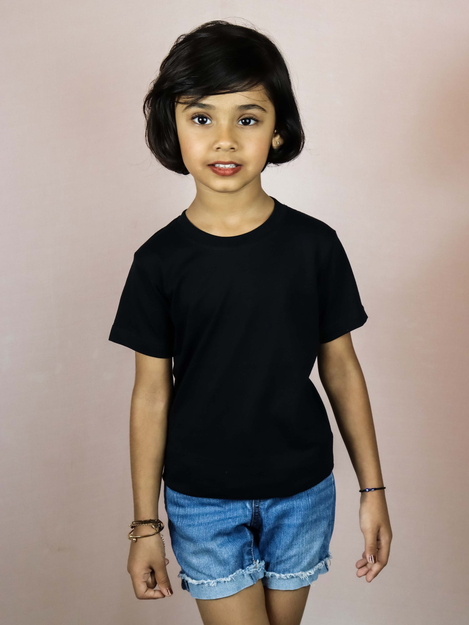 Black Cotton T-shirt For Baby Girl (Age: 1-6 Yrs)
