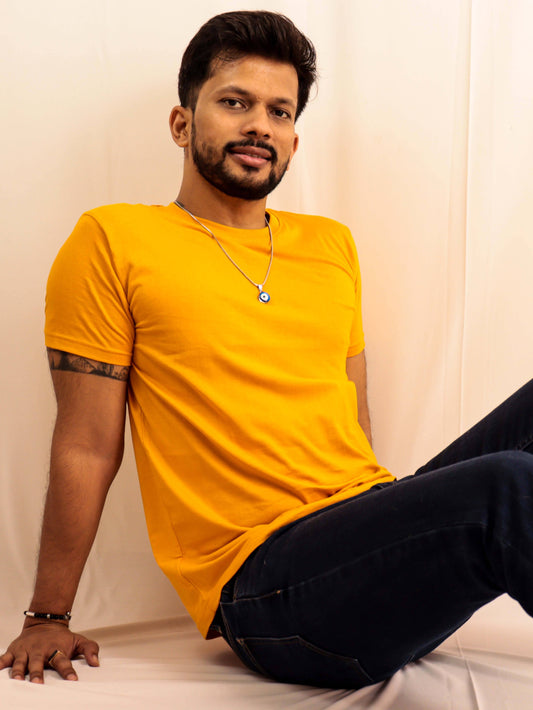 plain mustard yellow t shirt for men