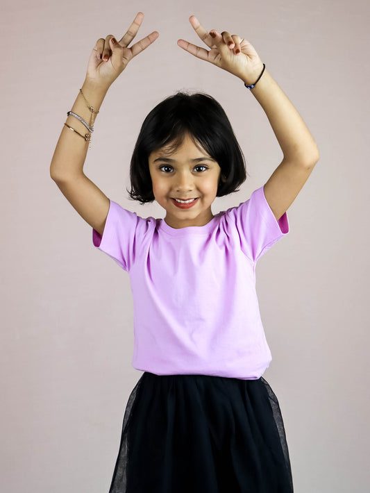 Lilac Cotton T-shirt for baby girl