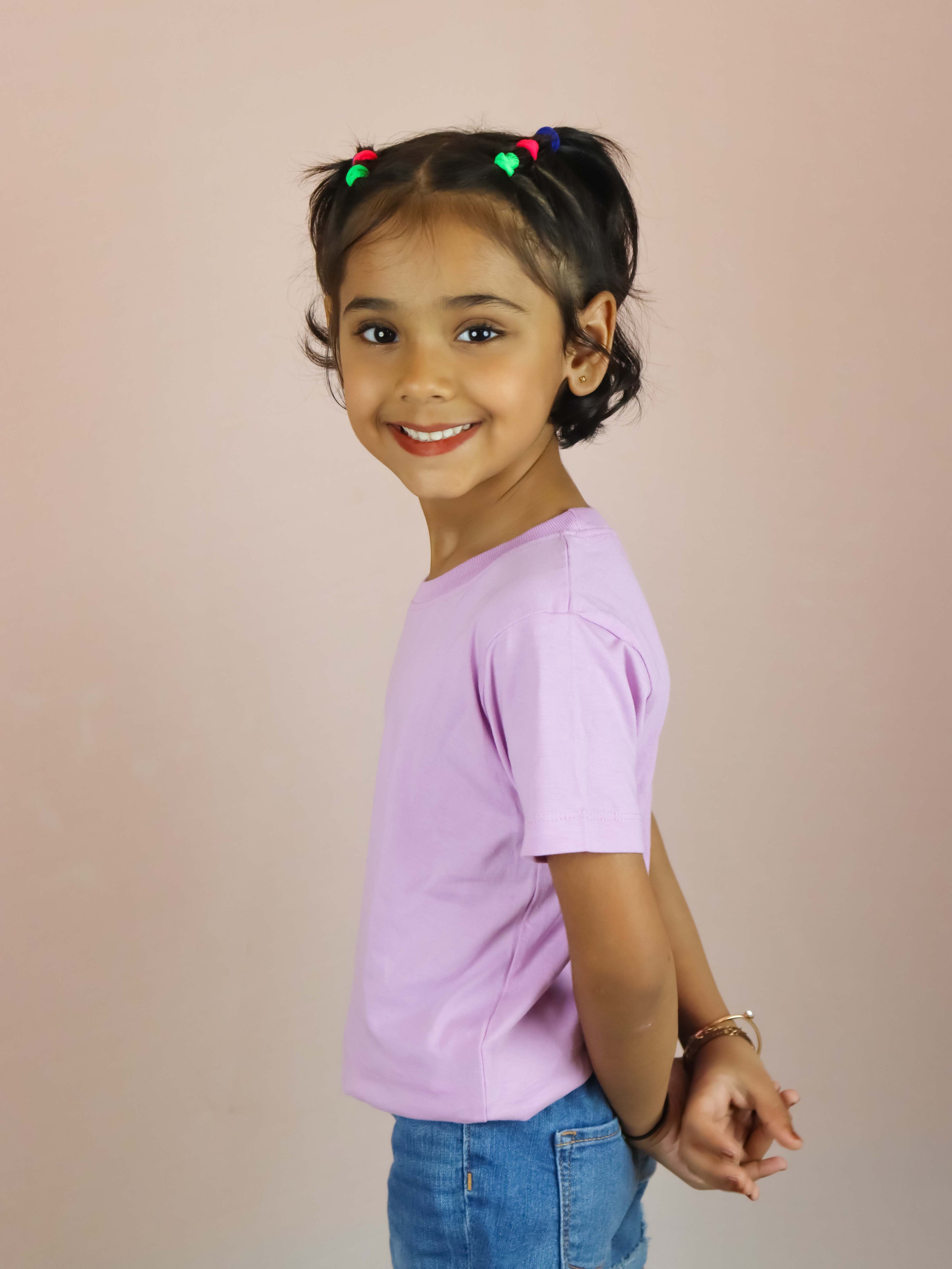 Lilac Cotton T-shirt For Baby Girl (Age: 1-6 Yrs)