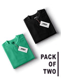 Pack of Two Pure Cotton t-shirts, one in mint green and the other in black