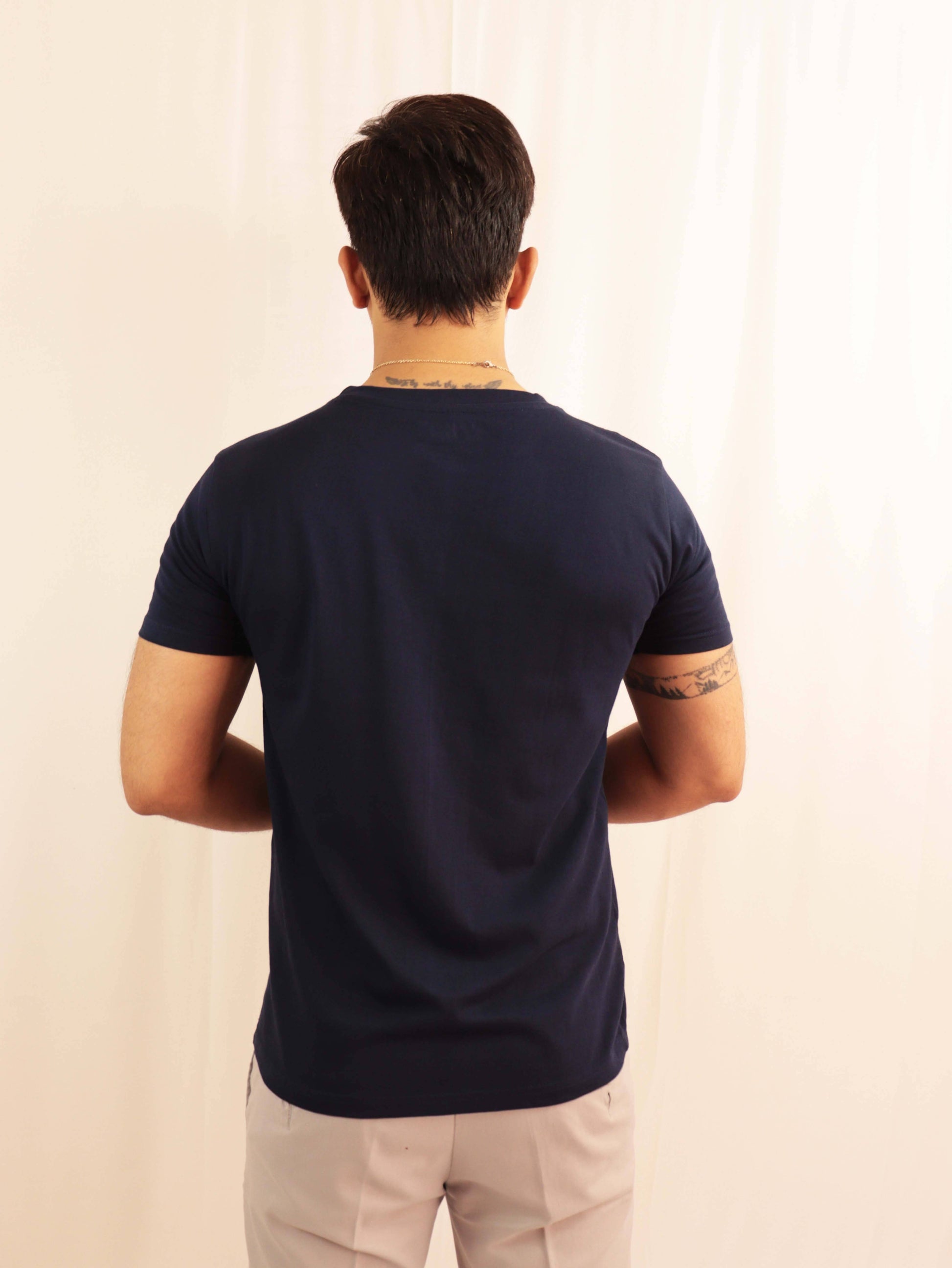 plain pure cotton navy blue t-shirt 180 GSM