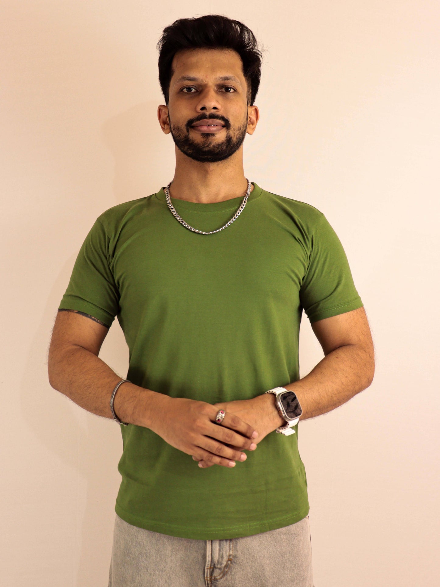 plain olive green tee shirt online shopping