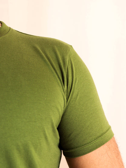 plain olive green tee shirt for men