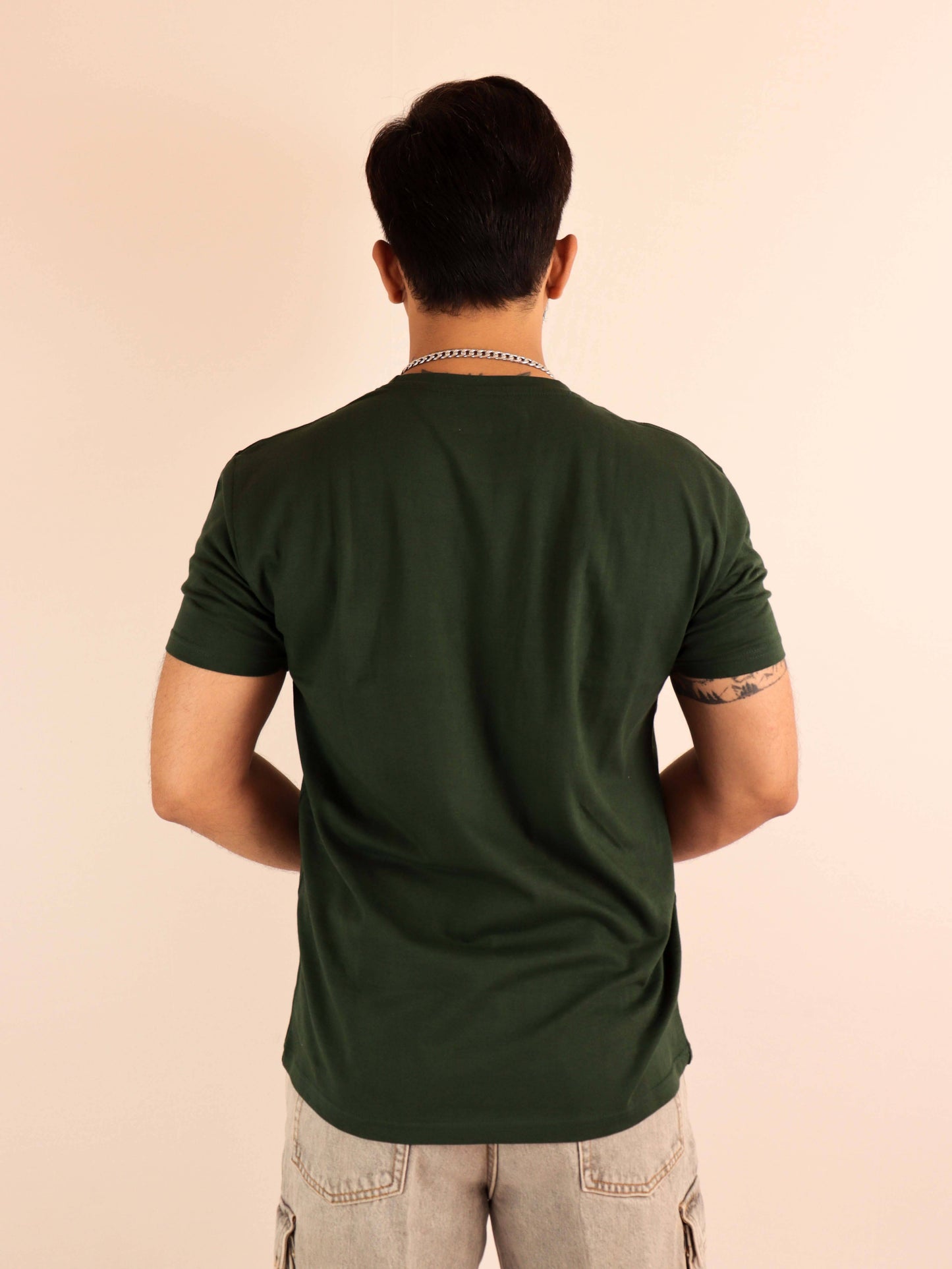 Cotton plain dark green t shirt Online