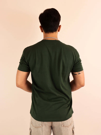 Cotton plain dark green t shirt Online