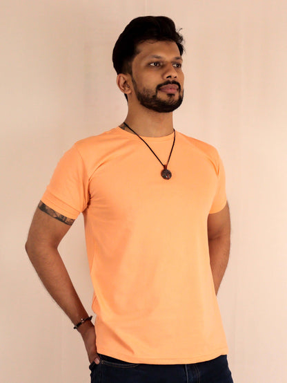 plain peach orange t shirt online shopping