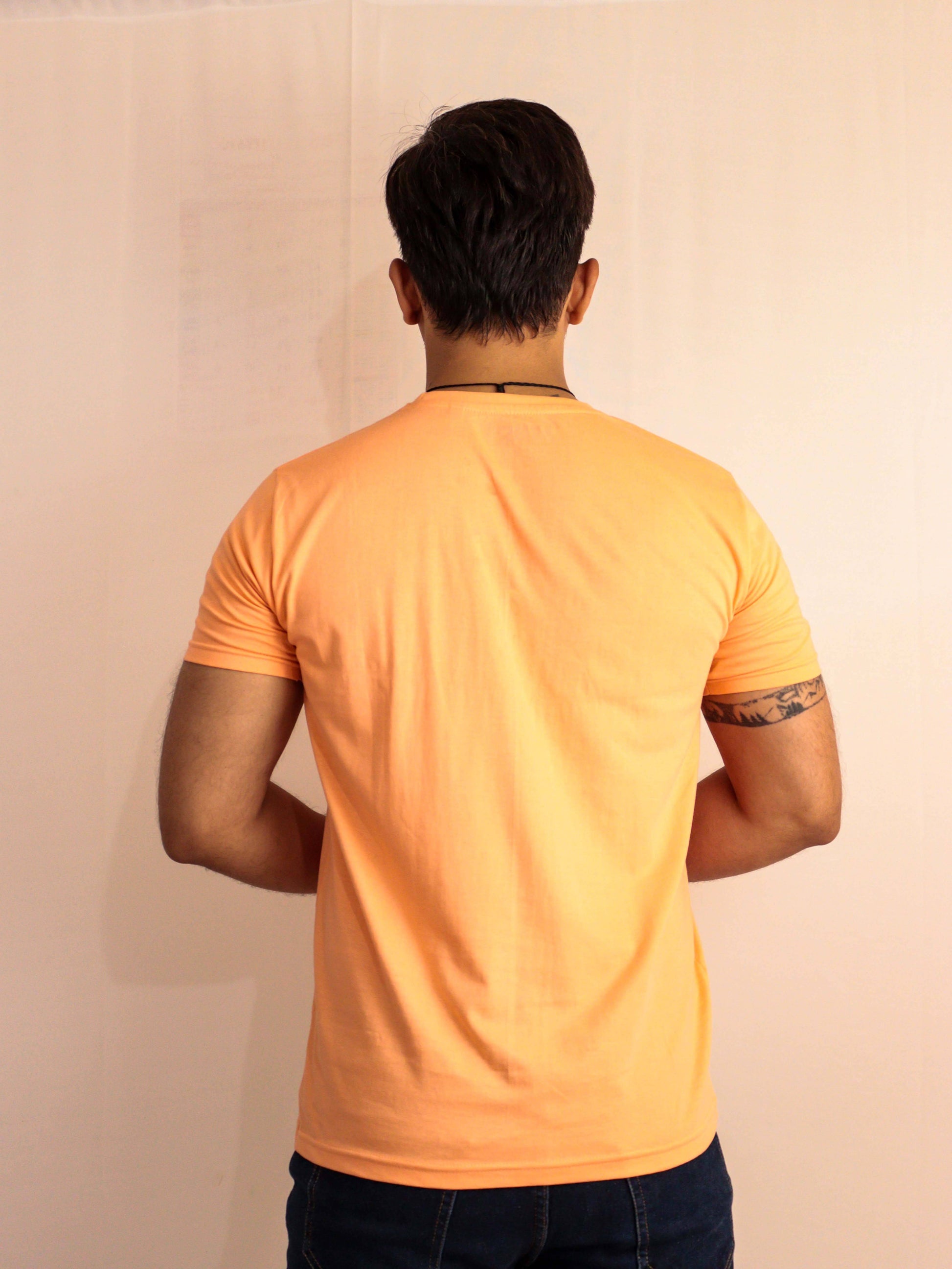 buy cotton solid peach orange t shirt for men 