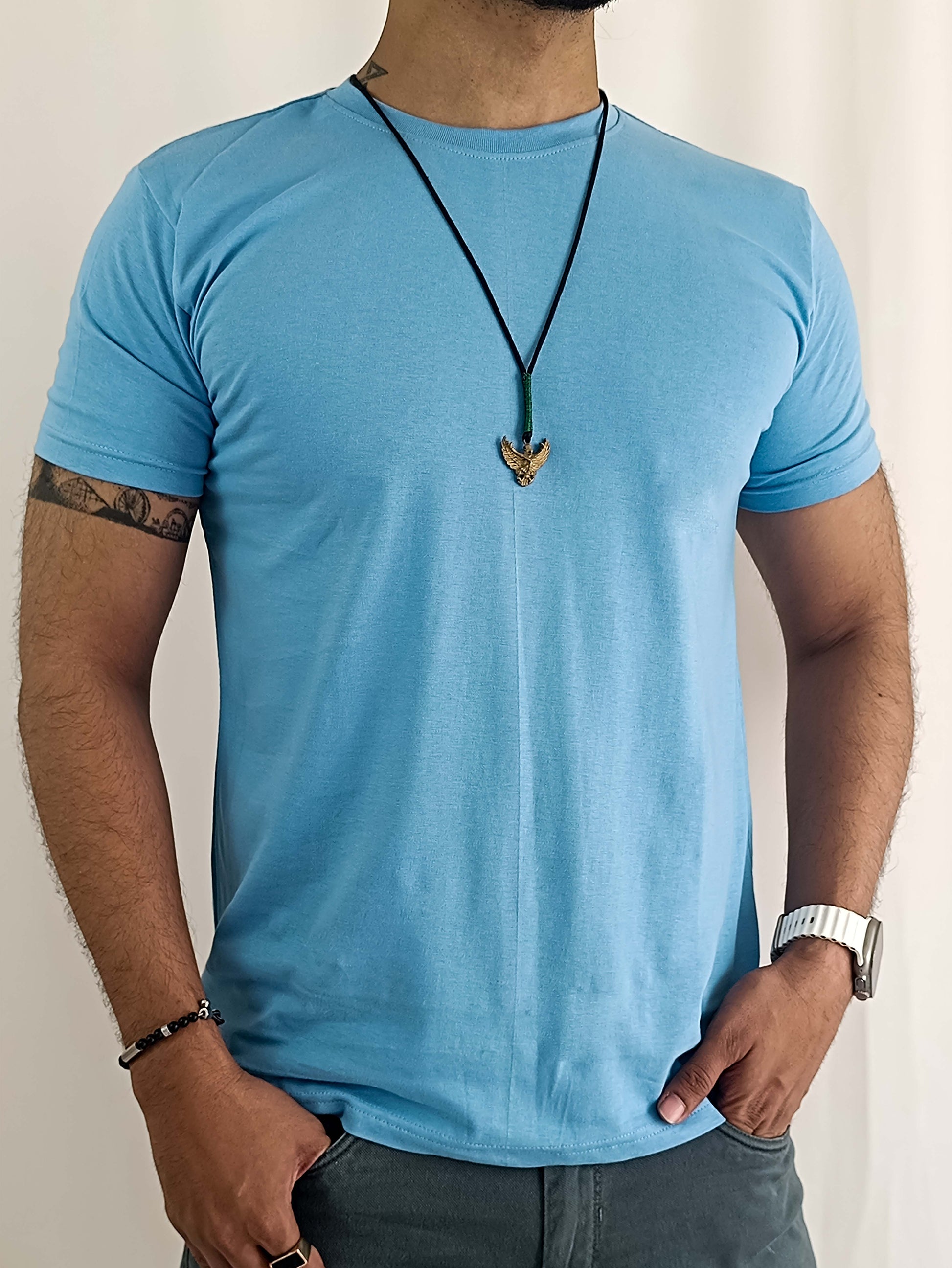 plain sky blue t shirt for men