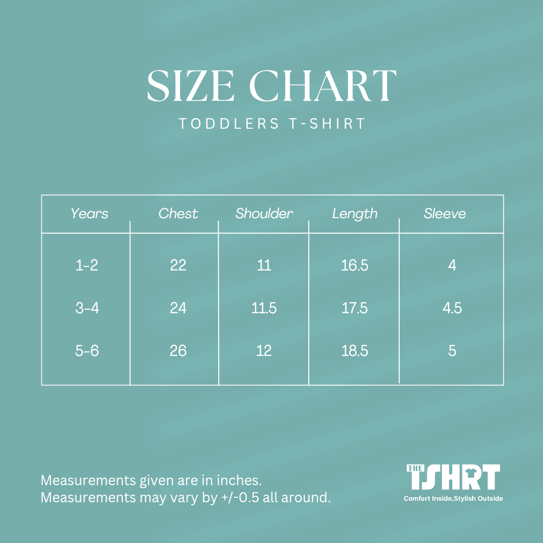 Indian size chart for baby kid t-shirts