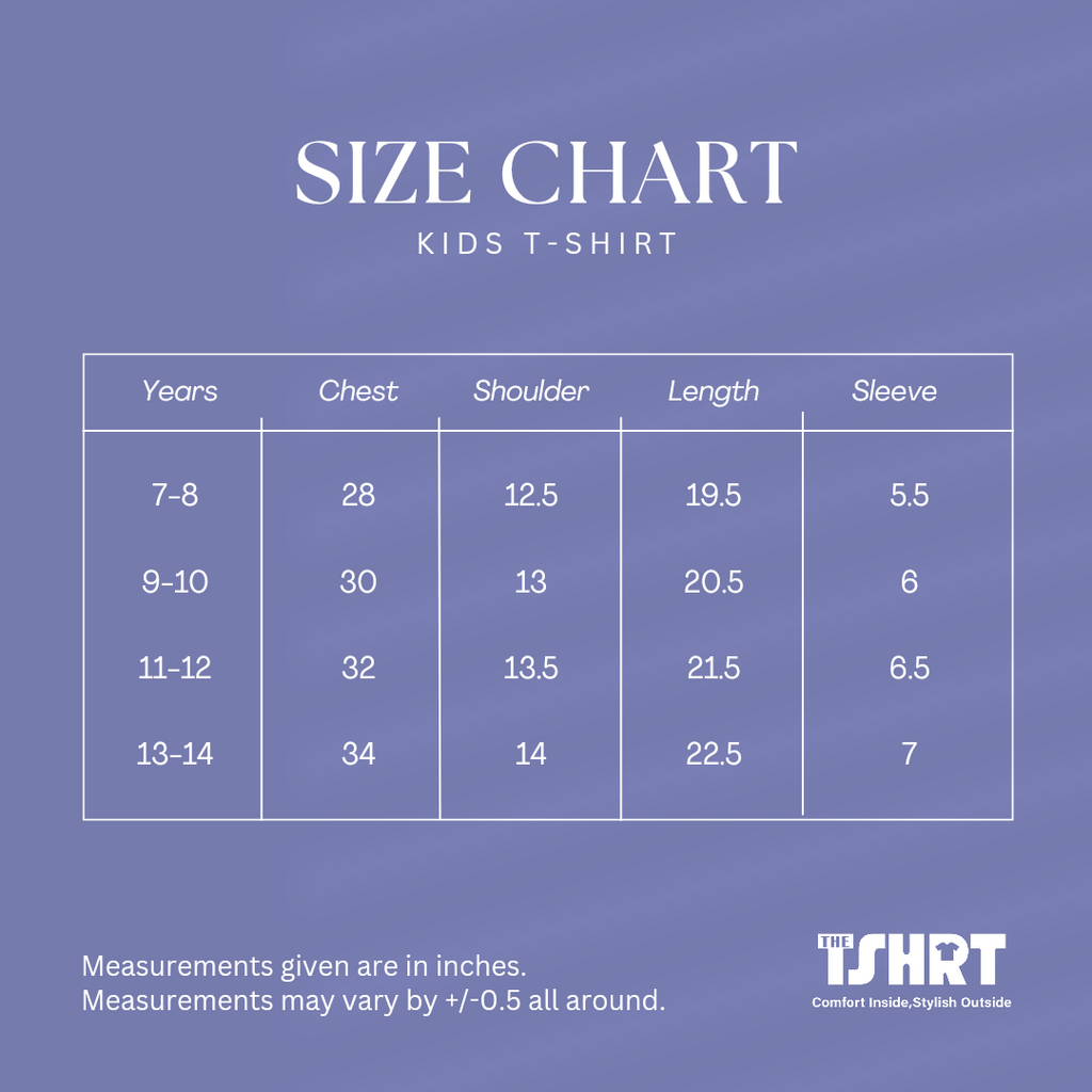 size chart in India for toddlers