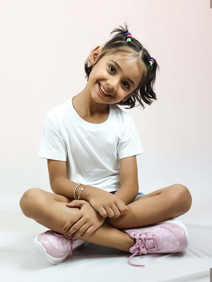 White Cotton T-shirt For Baby Girl (Age: 1-6 Yrs)