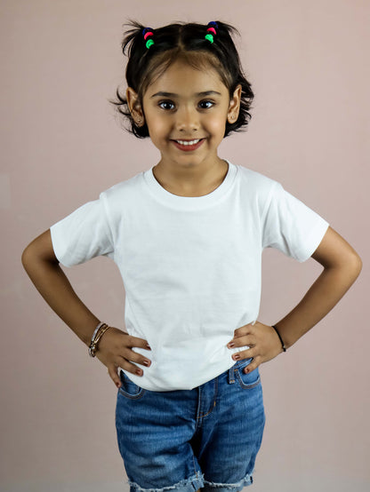 White Cotton T-shirt For Baby Girl (Age: 1-6 Yrs)