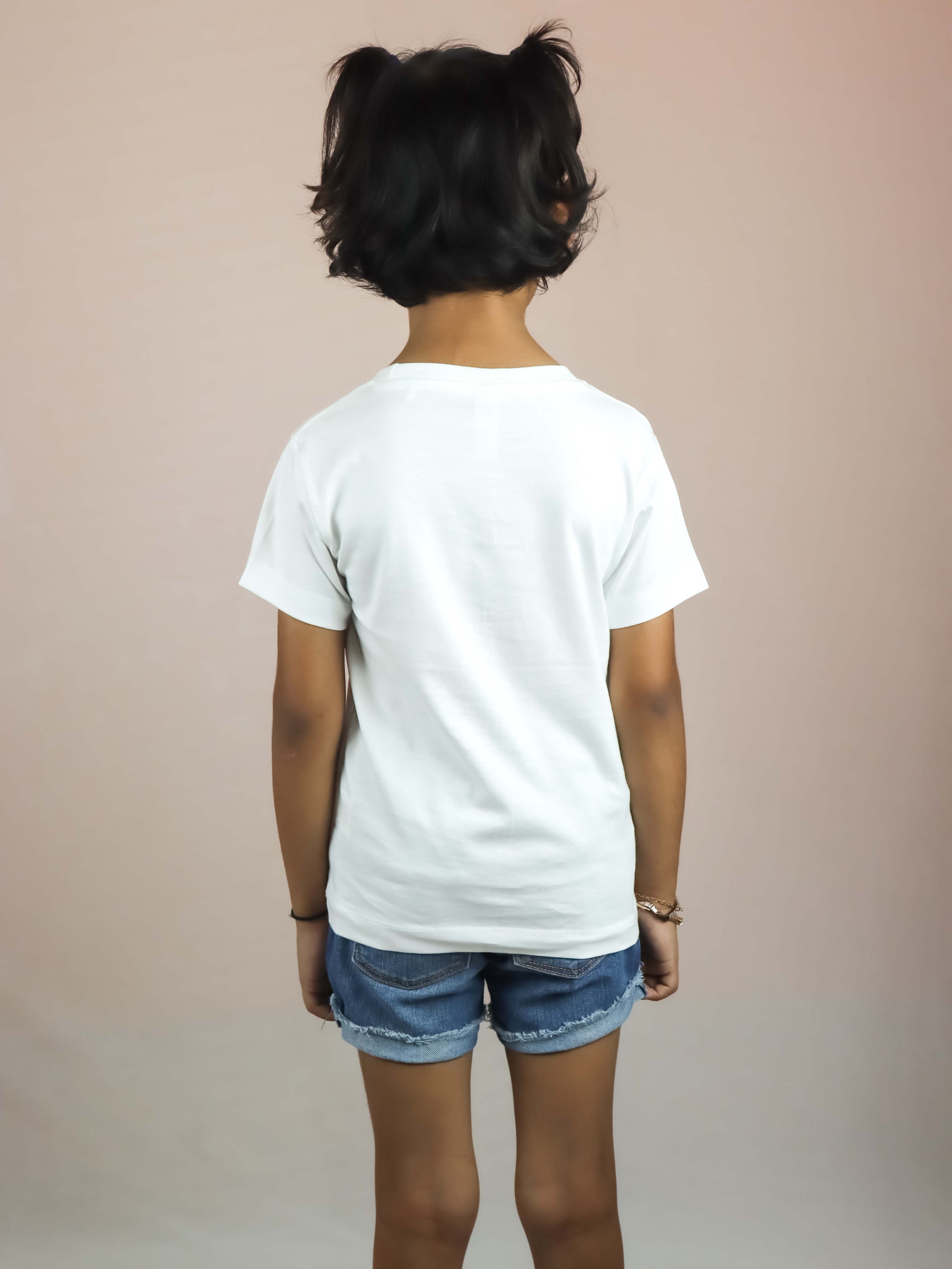 Girls pure cotton plain white t-shirt shopping online