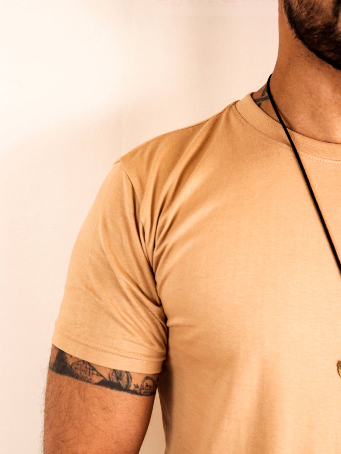 beige color plain tshirt perfect fit regular fit 180 gsm 