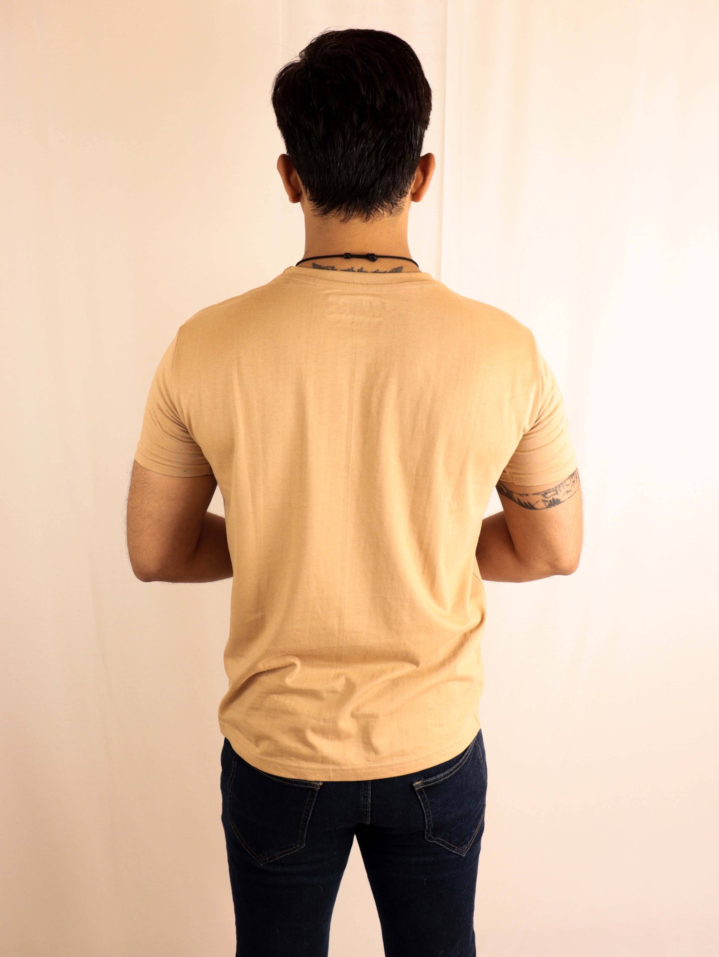 beige color t shirt for men 180 GSM