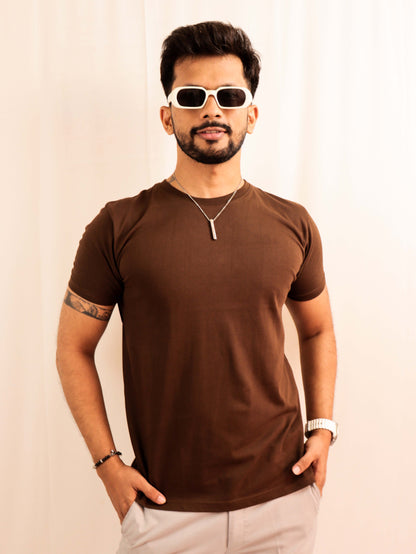 plain chocolate brown t shirt men