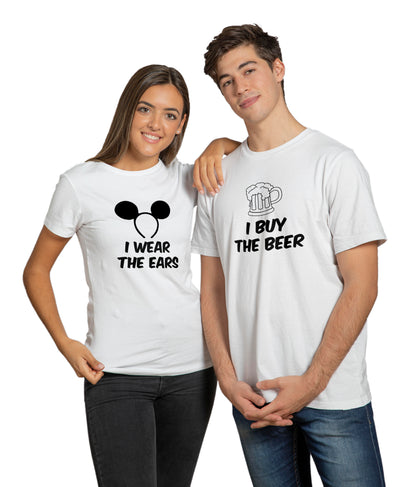 ears beers printed couple t shirt