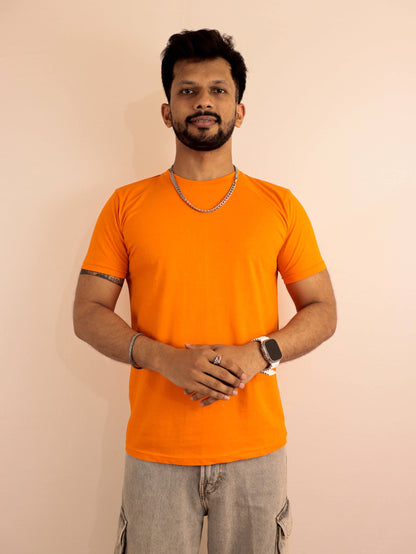 pure cotton plain orange t shirt men