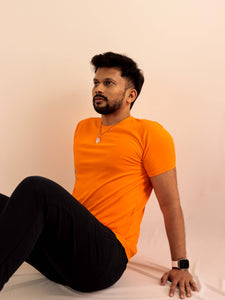 Plain Orange Pure Cotton T-Shirt for Men | Half Sleeves | Round Neck