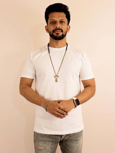 Plain White Pure Cotton T-Shirt for Men | Half Sleeves | Round Neck